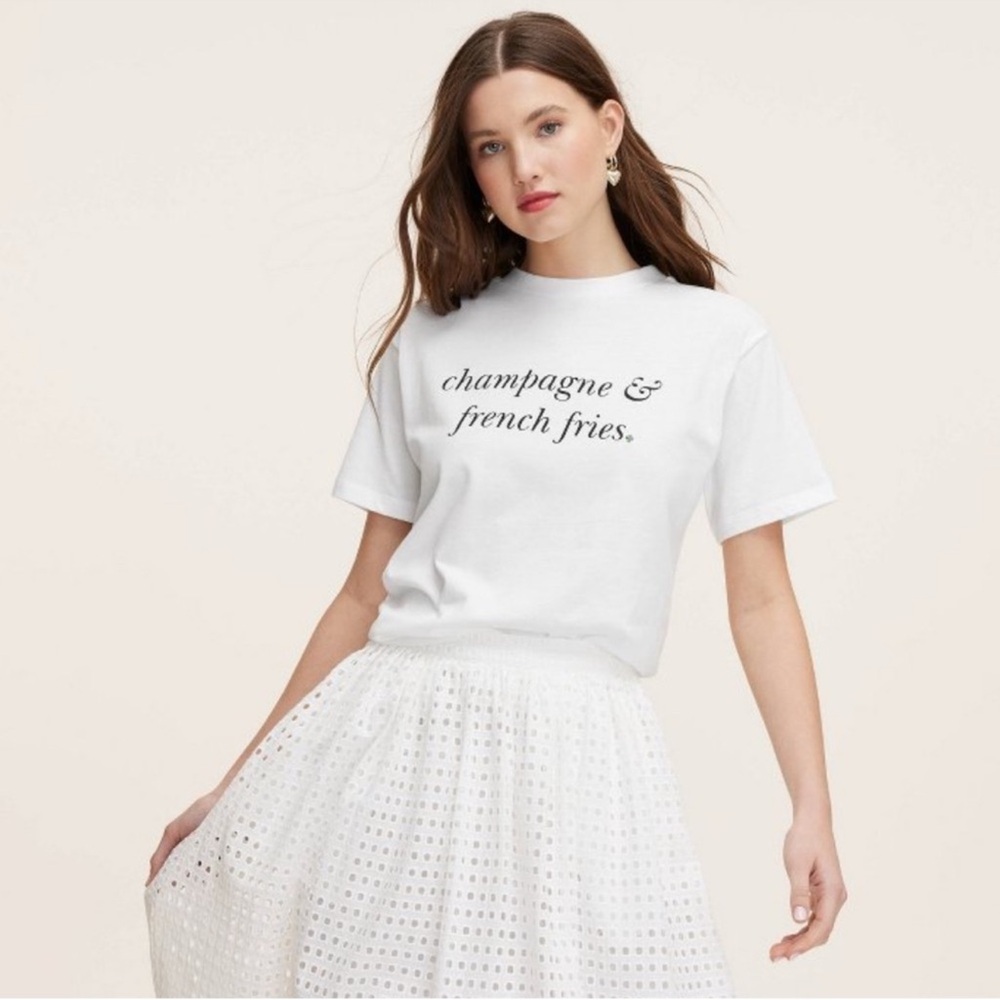 Kate Spade x Target NWT Champagne & French Fries Short Sleeve Graphic T-Shirt